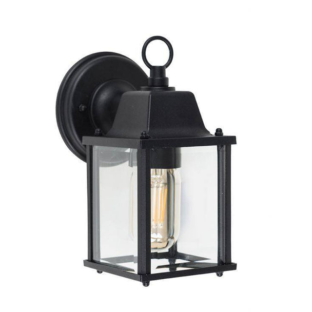 Allgreave Black and Glass Outdoor Wall Light - Comet Lighting