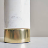 Amias White Marble and Brass Base Cylinder Table Lamp - Comet Lighting