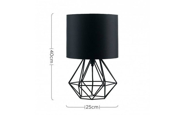 Angus Geometric Black Base Table Lamp Black Shade - Comet Lighting