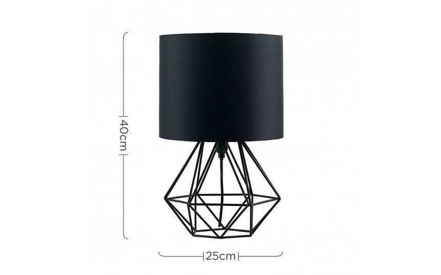 Angus Geometric Black Base Table Lamp Black Shade - Comet Lighting