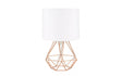 Angus Geometric Brushed Copper Base Table Lamp White Shade - Comet Lighting