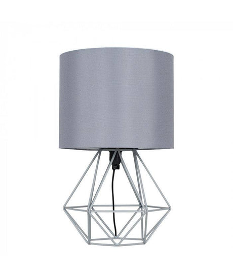 Angus Geometric Grey Base Table Lamp Grey Shade - Comet Lighting