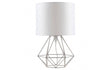 Angus Geometric Nickel Base Table Lamp White Shade - Comet Lighting