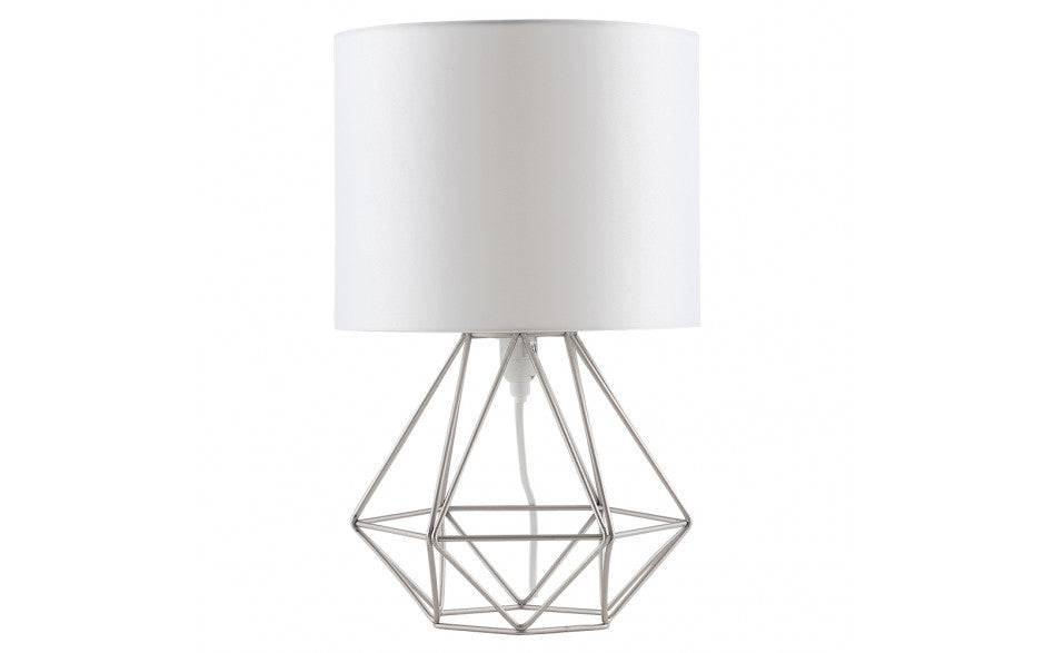 Angus Geometric Nickel Base Table Lamp White Shade - Comet Lighting