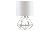 Angus Geometric Nickel Base Table Lamp White Shade - Comet Lighting