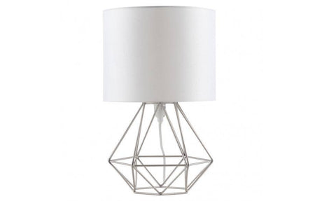 Angus Geometric Nickel Base Table Lamp White Shade - Comet Lighting