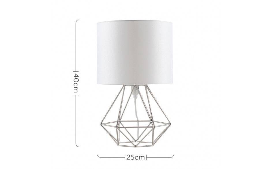 Angus Geometric Nickel Base Table Lamp White Shade - Comet Lighting