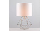 Angus Geometric Nickel Base Table Lamp White Shade - Comet Lighting