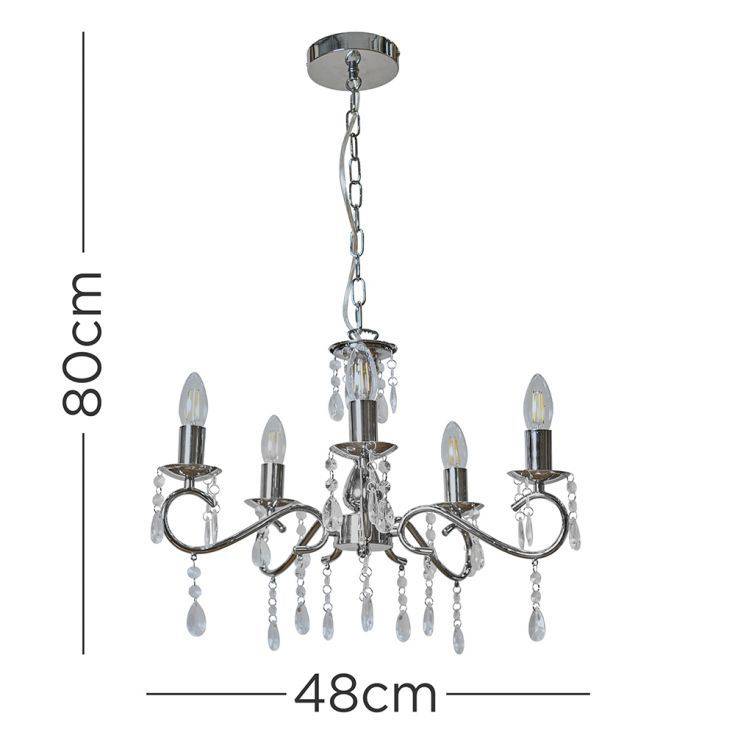 Argyll Chrome 5 Way Ceiling Light Chandelier - Comet Lighting