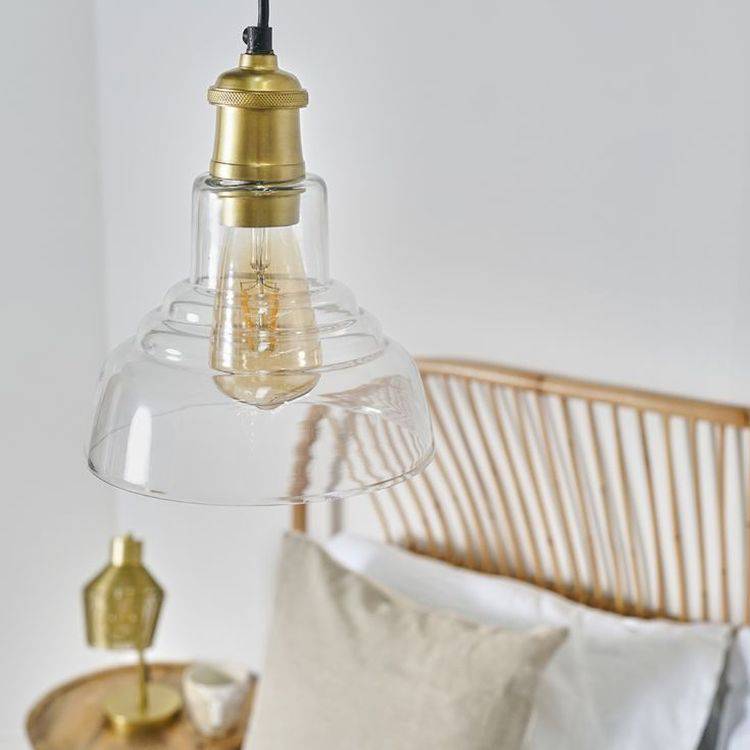 Aurelian Antique Brass Pendant Ceiling Light With Conical Glass Shade - Comet Lighting