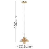 Aurelian Antique Brass Pendant Ceiling Light With Rippled Amber Glass Shade - Comet Lighting