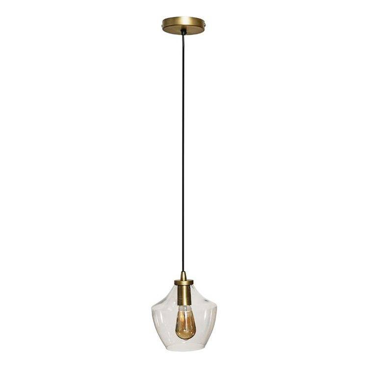 Aurelian Antique Brass Pendant Ceiling Light With Tapered Glass Shade - Comet Lighting