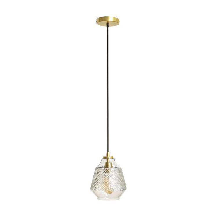 Aurelian Antique Brass Pendant Ceiling Light With Textured Diamond Glass Shade - Comet Lighting