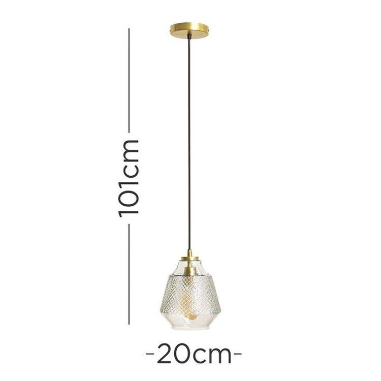 Aurelian Antique Brass Pendant Ceiling Light With Textured Diamond Glass Shade - Comet Lighting