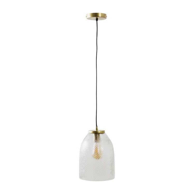 Aurelian Antique Brass Pendant Ceiling Light With Textured Dome Glass Shade - Comet Lighting