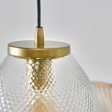 Aurelian Antique Brass Pendant Ceiling Light With Textured Dome Glass Shade - Comet Lighting