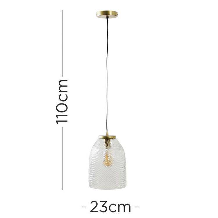 Aurelian Antique Brass Pendant Ceiling Light With Textured Dome Glass Shade - Comet Lighting