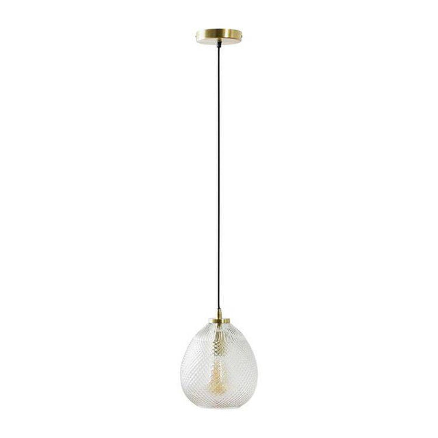 Aurelian Antique Brass Pendant Ceiling Light With Textured Oval Glass Shade - Comet Lighting