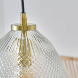 Aurelian Antique Brass Pendant Ceiling Light With Textured Oval Glass Shade - Comet Lighting