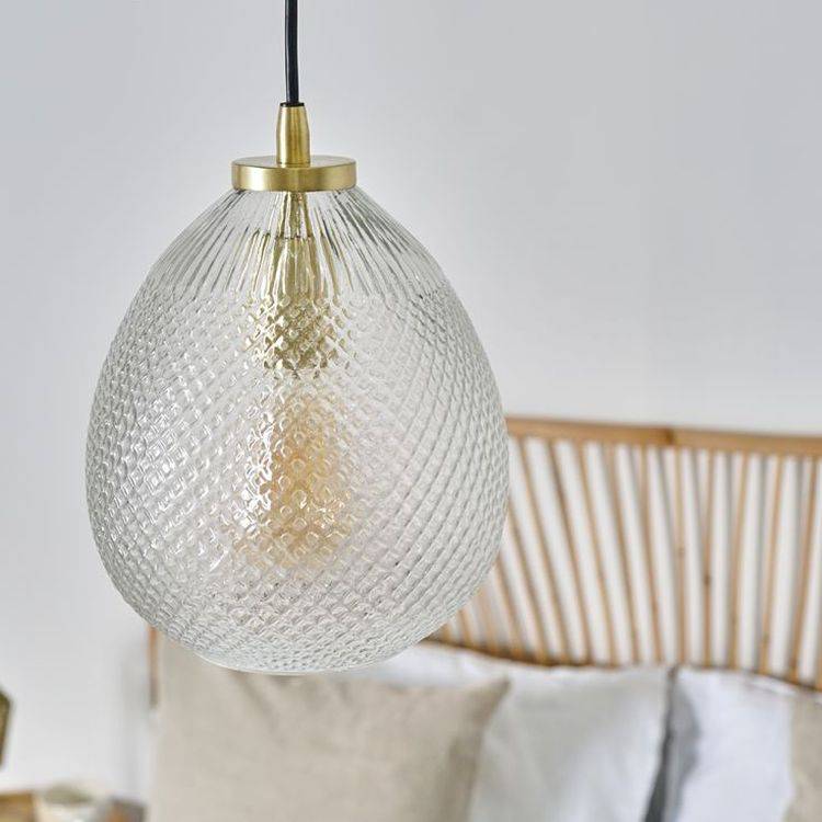 Aurelian Antique Brass Pendant Ceiling Light With Textured Oval Glass Shade - Comet Lighting