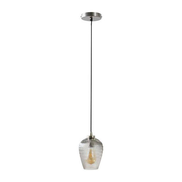 Aurelian Brushed Chrome Pendant Ceiling Light With Smoked Glass Tulip Shade - Comet Lighting