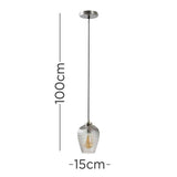 Aurelian Brushed Chrome Pendant Ceiling Light With Smoked Glass Tulip Shade - Comet Lighting