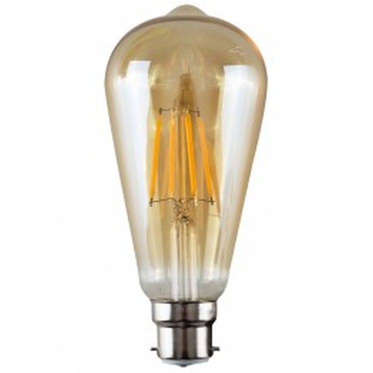 B22 4W LED Filament Pear Bulb AMBER - Comet Lighting