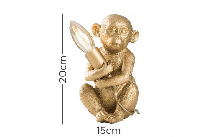 Baby Monkey Table Lamp in Gold - Comet Lighting