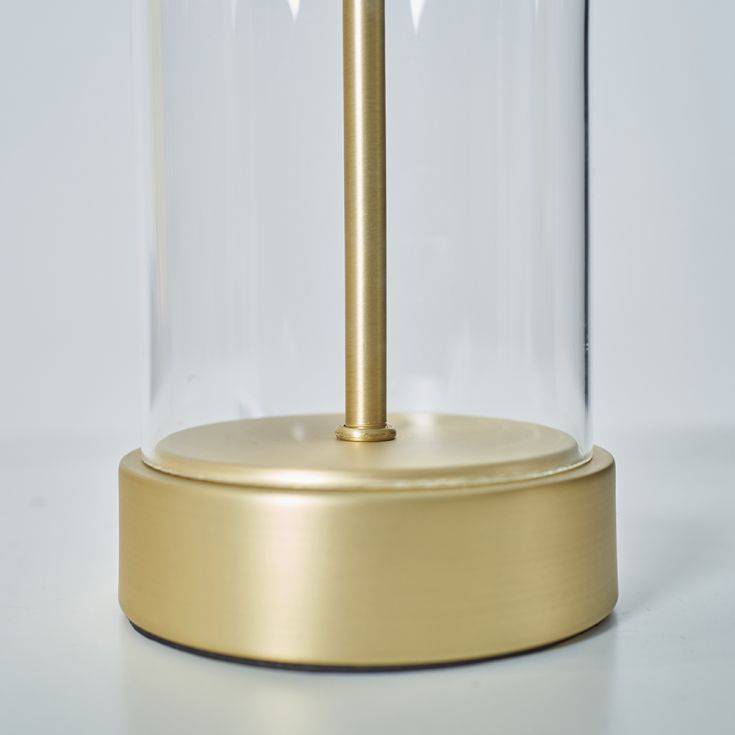 Balan Matt Gold and Clear Tube Table Lamp - Comet Lighting