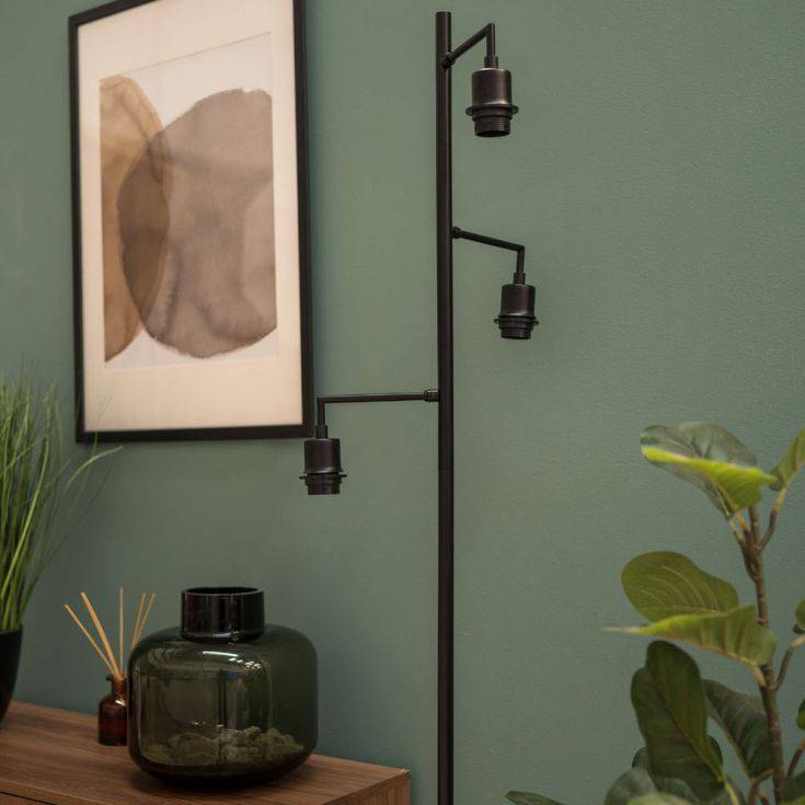 Balboa Matt Black 3 Arm Floor Lamp - Comet Lighting