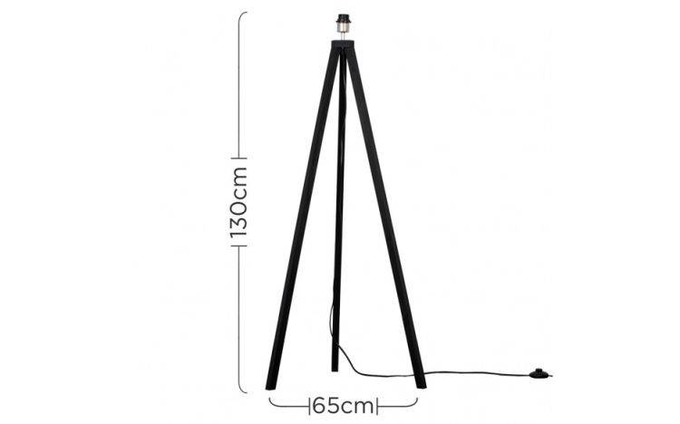 Barbro Black Wood Tripod Floor Lamp (NO SHADE) - Comet Lighting