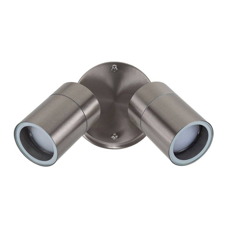 Barrow Twin IP44 Adjustable Wall Light In Brushed Chrome - Comet Lighting