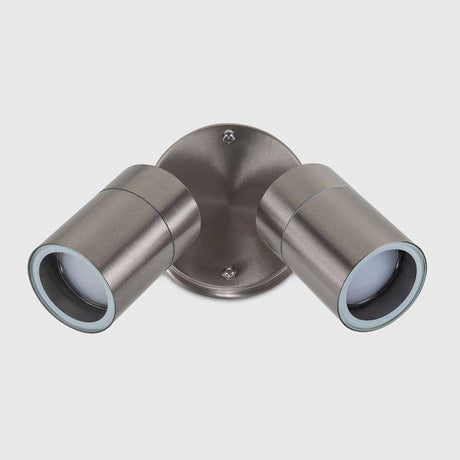 Barrow Twin IP44 Adjustable Wall Light In Brushed Chrome - Comet Lighting