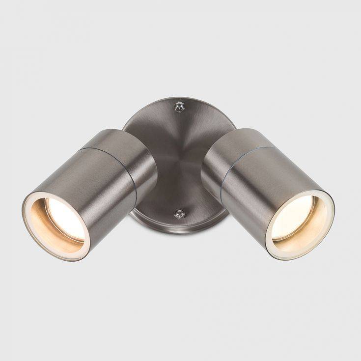 Barrow Twin IP44 Adjustable Wall Light In Brushed Chrome - Comet Lighting