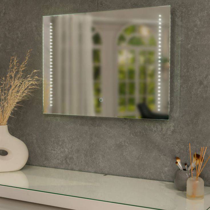 Bathroom Mirror with LED Strip Light and Demister Pad IP44 - Comet Lighting