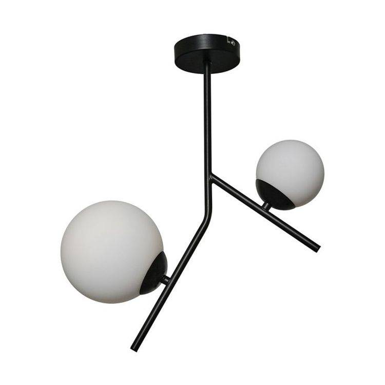 Beauworth 2 Way Black Ceiling Light With Opal Glass Shade - Comet Lighting