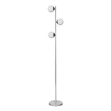 Beauworth 3 Way Cool Grey And Brushed Chrome Floor Lamp With Opal Glass Shade - Comet Lighting