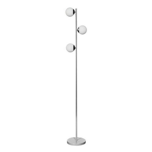 Beauworth 3 Way Cool Grey And Brushed Chrome Floor Lamp With Opal Glass Shade - Comet Lighting