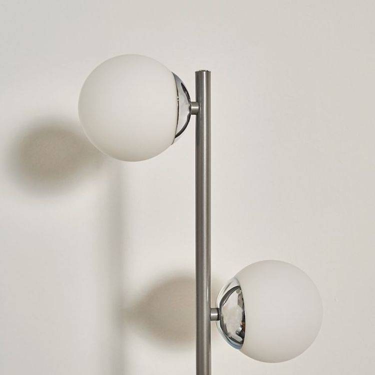 Beauworth 3 Way Cool Grey And Brushed Chrome Floor Lamp With Opal Glass Shade - Comet Lighting