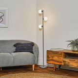 Beauworth 3 Way Cool Grey And Brushed Chrome Floor Lamp With Opal Glass Shade - Comet Lighting