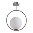 Beauworth Brushed Chrome Ceiling Light Fitting With White Opal Glass Shade - Comet Lighting