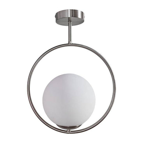 Beauworth Brushed Chrome Ceiling Light Fitting With White Opal Glass Shade - Comet Lighting