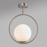 Beauworth Brushed Chrome Ceiling Light Fitting With White Opal Glass Shade - Comet Lighting