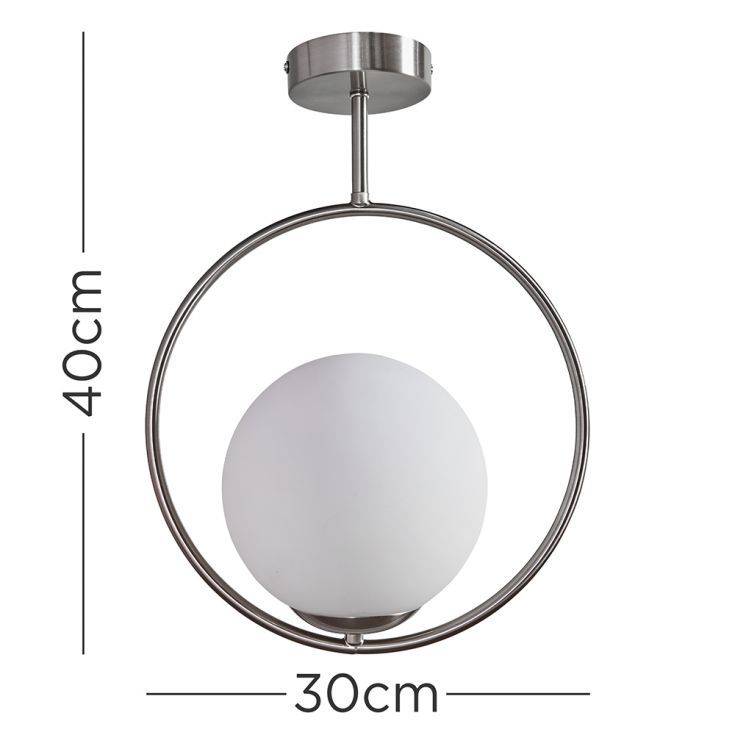 Beauworth Brushed Chrome Ceiling Light Fitting With White Opal Glass Shade - Comet Lighting