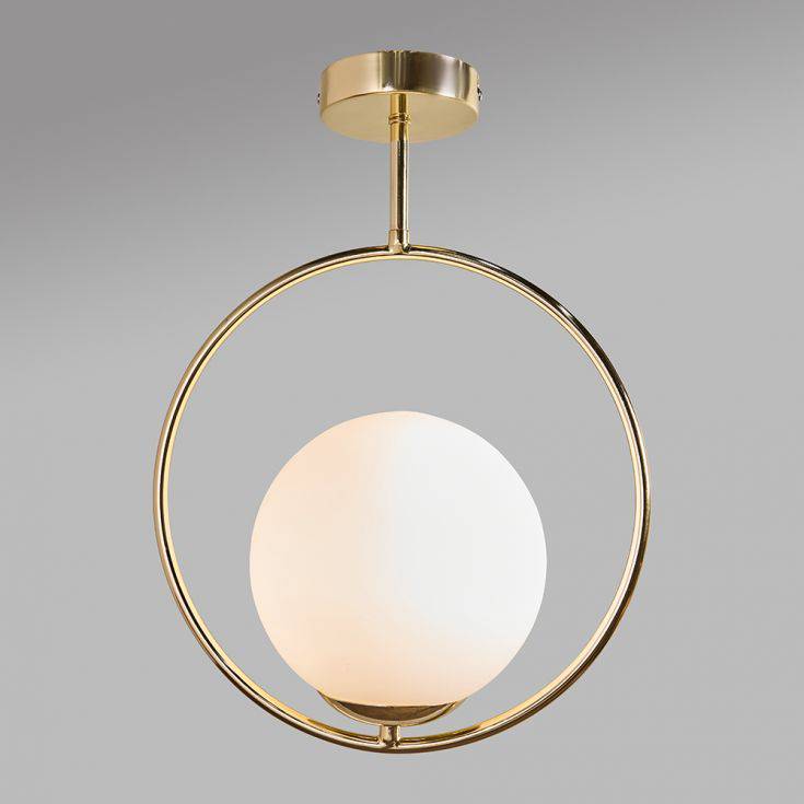 Beauworth Gold Ceiling Light Fitting With White Opal Glass Shade - Comet Lighting