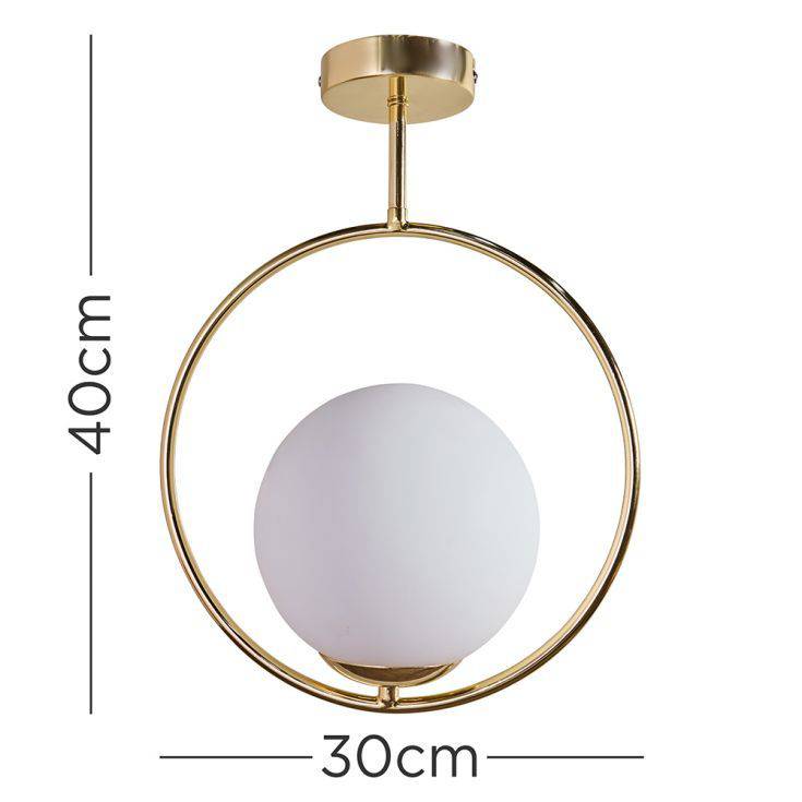 Beauworth Gold Ceiling Light Fitting With White Opal Glass Shade - Comet Lighting