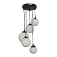 Beauworth Matt Black 5 Way Ceiling Light With Opal Glass Shade - Comet Lighting