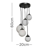 Beauworth Matt Black 5 Way Ceiling Light With Opal Glass Shade - Comet Lighting