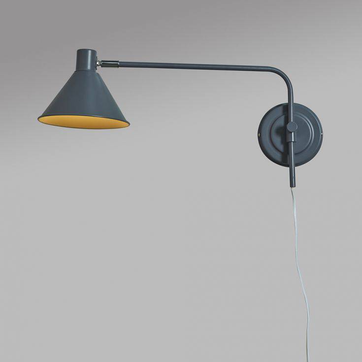 Beckett Dark Grey Plug-in Swing Arm Wall Light - Comet Lighting