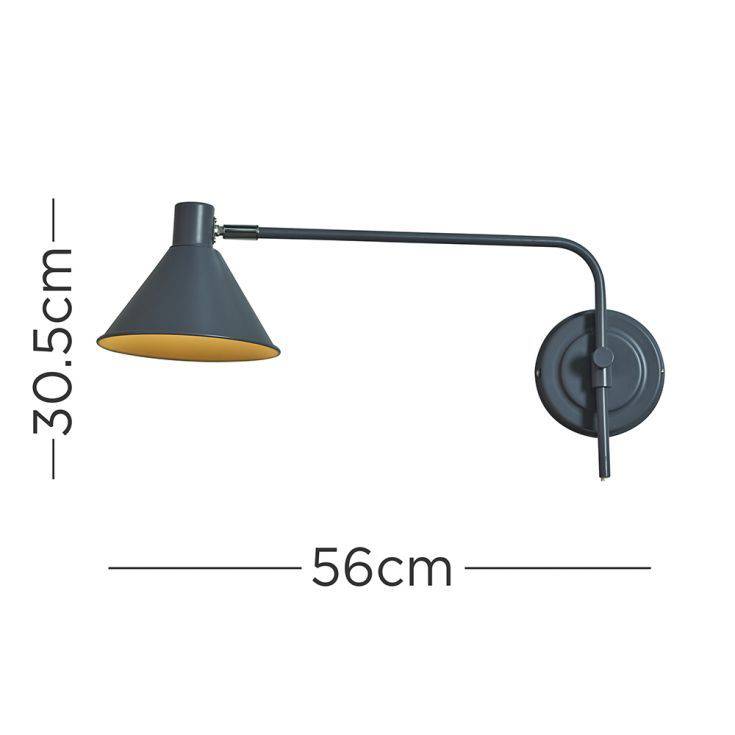 Beckett Dark Grey Plug-in Swing Arm Wall Light - Comet Lighting